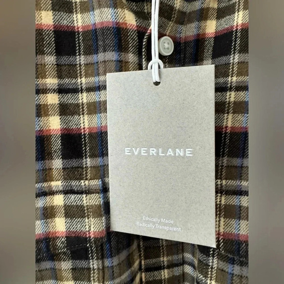 Everlane The Brushed Flannel Shirt Beech Plaid Size Large NWT $90 MSRP - Picture 7 of 13